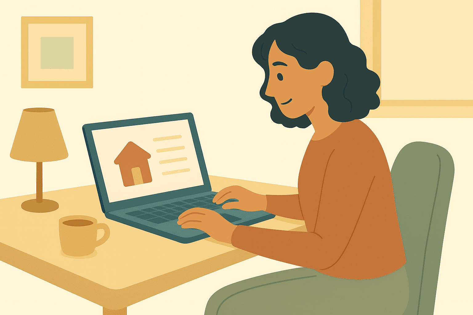 Kvinna skriver annons