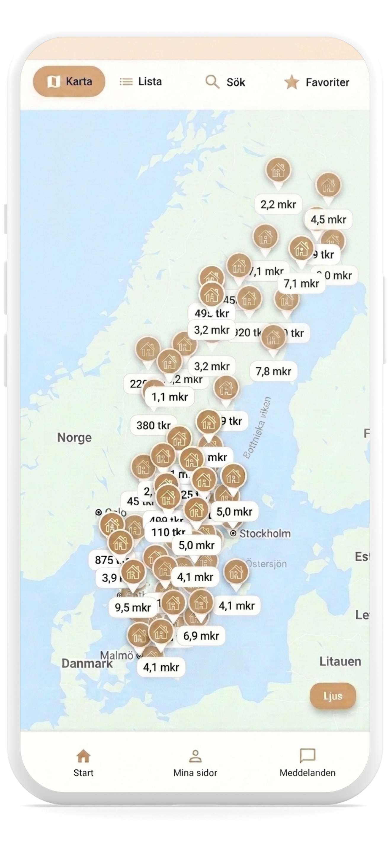 Nästa Hem — kartvy